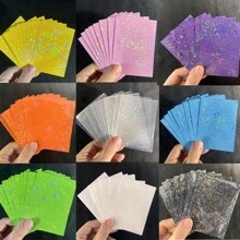 Vorinclex 60 piezas de fundas para cartas con diseño holográfico de estrellas - Diseño de foil con destellos láser, funda protectora de PP sin ácido de 66x91mm - Fundas con diseño de gema rota y escarcha para cartas coleccionables/fundas para cartas de intercambio de PTCG