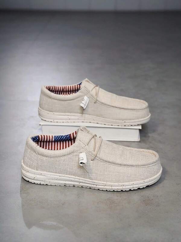 Men's Shoes - Men's Sneakers - Men's Elastic Band Slip-On Casual Canvas Shoes, Versatile & Comfortable Daily Wear Loafers, Couple Shoes
