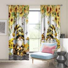 2 cortinas estampadas clássicas e elegantes com bolsos para mastro, laváveis à máquina, adequadas para cortinas decorativas em cozinhas, cafés, lojas, banheiros e outros lugares.