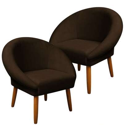 MOBLAN DECOR Jogo 2 Poltronas Estofada para Sala de Espera Resistente Tecido Veludo Macia Pés de Madeira