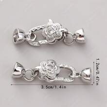 1 pezzo Connettore per collana e bracciale di grandi dimensioni con chiusura a moschettone placcata in oro con zirconi micro-intarsiati - Multicolore - Visualizzare 15