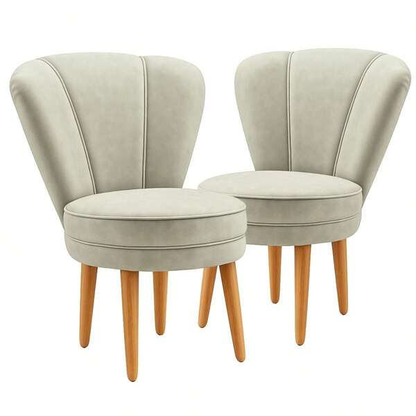 MOBLAN DECOR Conjunto 2 Cadeiras Moderna Tecido Veludo Confortável para sala de Estar Pés de Madeira Resistente