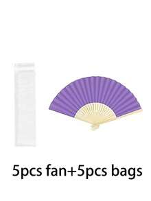 10pcs Summer Essential Handheld Fan Plain Paper Fan Blank Painting White Colorful Folding Fan Handmade Craft Materials Hand Fan Cooling Fan Wedding Decoration Rave Accessories - Multicolor - View 12