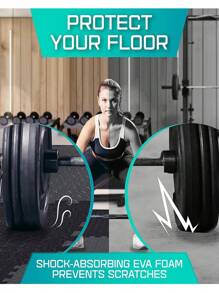 16片装健身器材泡沫垫 - 非防水EVA泡沫材质，适用于健身房和家庭锻炼，耐用彩色拼图垫（黑/灰），可降低噪音并确保训练安全，健身配件