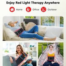 Red Light Infrared Light Belt For Body - LED Red Light Device With Timer For Relaxing Muscle Back Waist Shoulder - 660nm & 850nm 10HZ & 40HZ Pulse Grey - 黑色 - 查看 5