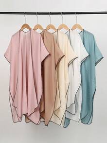 1 件女士新款渐变扎染无袖沙滩罩泳衣开衫披肩波西米亚时尚宽松休闲度假防晒和服适合夏季家庭节日礼物 - A - 查看 11