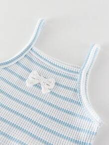 2pcs/Set Stylish Striped Camisole And Shorts Summer Outfit