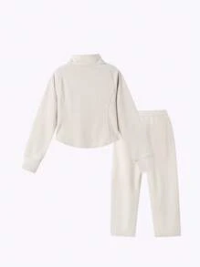 Annil Kinderkleidung, Mädchen, mittlere und ältere Kinder Oberbekleidung, Prinzessinen-Stil Stehkragen Hoodie Set für Herbst