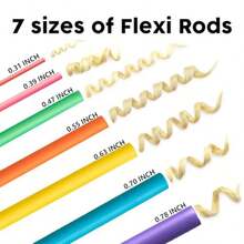 QY 47 Pcs 7'' Hair Curlers Rollers Flexi Rods Flexible Curling Rods Set Heat Heatless Bendy Foam Hair Curls For LongMedium Short Hair To Sleep In  1613 - 粉色 - 查看 2