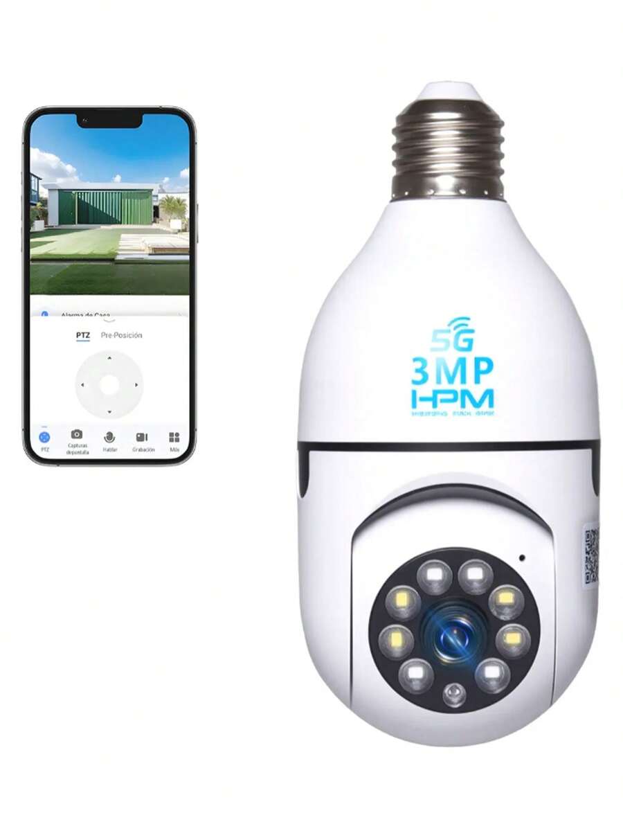 Bombilla LED Wifi Cámara Seguridad HD Foco 360° Exterior/Interior+Socket Color Blanco 1080p visión nocturna incluida camera - Tipo de Enchufe A USA (110-127V) - Ver 1