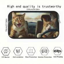 Funny Cat Car Sun Visor, Made Of Polyester Fiber, Fits Various Car Front Windshield, Blocks UV Rays And Decorates Interior, Keeps Your Car Cool, Foldable And Easy To Store