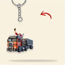 1pc Customized Photo Portrait Truck Shaped Acrylic Keychain, Personalized Cute & Fun Gift For Family, Couples, Friends - Multicolor - View 13