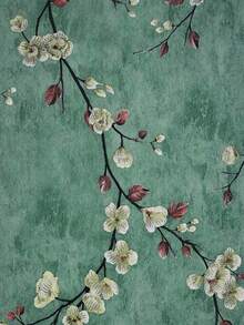 1 Roll Of Vintage Flowers, Plum Blossom Branches, Olive Green, Suitable For Home Decoration, Kitchen Cabinets, Tables And Chairs, Room Backgrounds, Home Renovation, DIY, Waterproof, Stain Resistant, Easy To Clean, Self-Adhesive, Peel And Paste Wallpaper, Wall Stickers, Wallpaper Wall Stickers. - Multicolor - View 1