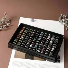 1 件 36/100 槽戒指盒，带透明盖的珠宝展示盒，耳环和配饰收纳纸盒，珠宝盒