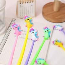 4 件套独角兽夜光笔套装 - 可爱卡通考试笔和办公签名笔，适用于学校用品，返校 - 彩色 - 查看 1