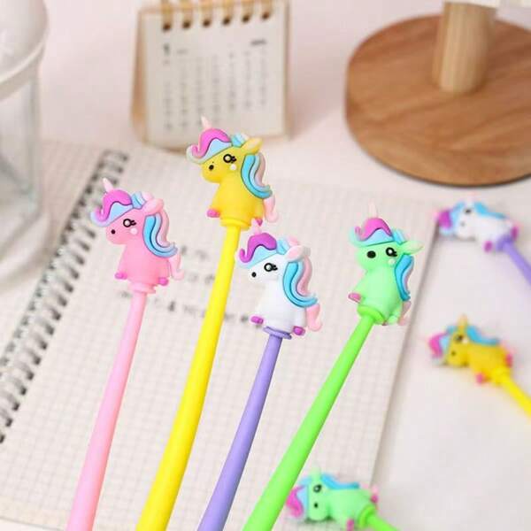 4pcs/Set Unicorn Glow-In-The-Dark Pen Set - Cute Cartoon Exam Pens And Office Signing Pens