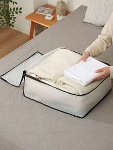 1/3 pièces Sac de rangement pour édredon/couette, sac de rangement pliable anti-poussière et anti-humidité, boîte de rangement sous le lit de type tiroir, sac de rangement semi-transparent plat pour dortoir