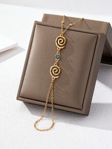 1 chiếc vòng tay chuỗi hạt đậu xoắn ốc thời trang tối giản dành cho nữ, phụ kiện trang trí được đo theo kích thước, không phải số lượng hạt - Vàng - Xem 5