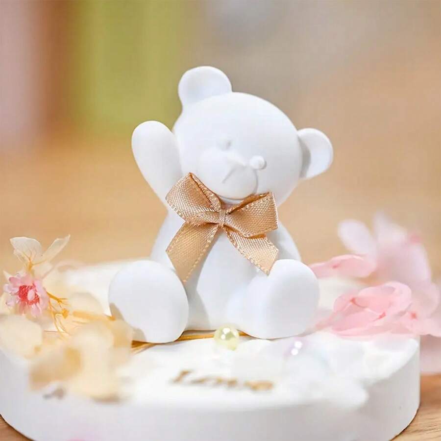 Silicone Bear Mold Aromatherapy Goodbye Bear Design Animal Design Candle Mold DIY Handmade Gypsum Crystal Drop Glue Making Creative Project Animal Theme Design Flexible Silicone Mold Handicraft Silicone Mold - White - View 1