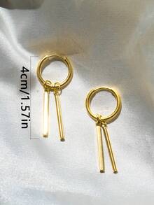 1 对时尚摩托车风格男士不锈钢长流苏耳环 - 金色 - 查看 4