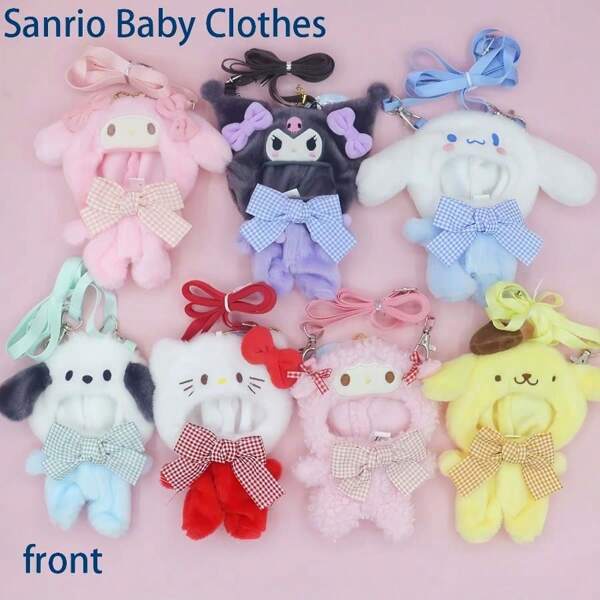 Sanrio 1PC Nou Sosire! Haine și accesorii în stil japonez autentic pentru păpuși Sanrio. Kuromi, Cinnamoroll, pelerine Melody, genți de umăr și huse pentru cap. Atât de drăguț pentru stradă!