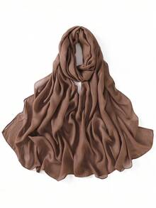 1条女士纯色细边围巾，休闲透气头巾，百搭披肩式头巾，四季皆宜。 - 彩色 - 查看 11