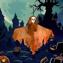 万圣节DIY装饰 - 橙色、灰色悬挂鬼魂3件套