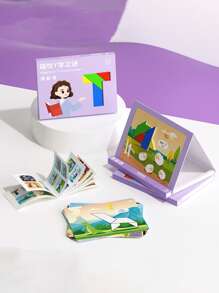 Rompecabezas magnético de madera Tangram para niños de 3+ años - Juguete educativo Montessori de matemáticas con tarjetas de escena, regalo de rompecabezas para el cerebro para jardín de infantes y primer grado, juego de entrenamiento lógico para fiestas de cumpleaños