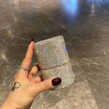 Portable Makeup Brush Set With Glitter Storage Jar, Includes Eyeshadow, Foundation Brushes, Rhinestone Decorated Dust Brush Jar With Lid,Brush Set,Makeup Brush Kit,Make Up Brush Set,Make Up Set Complete,Makeup Brush Set,Complete Makeup Kit,Brush Kit,Brushes Makeup Set,Makeup Gift Set,Set - White - View 3