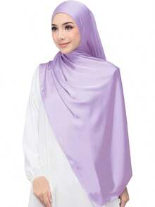 Luxury Satin Hijab Scarf Shawl Wrap Women Long - Hoa oải hương - Xem 1