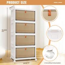 Royalswill 4 Layers Stackable Storage Box, Plastic Storage Box With Lid And Wheels Easy To Use Space Saving, Suitable For Clothes, Bathroom, Bedroom, Living Room, Study Room - 4 Layers - White - View 1