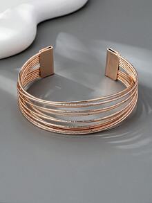 Women's Multilayer Cross Line Bracelet, Fashion Adjustable Wide Bangle Jewelry For Teenagers - Rose Gold - View 3