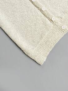 女士V领针织背心，时尚修身，适合分层穿着或单独穿着，秋季 - 乳白 - 查看 8