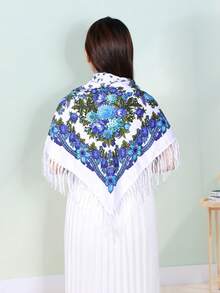 NAAMLOOS 110厘米（43.3英寸）印花休闲围巾，女士方形头巾披肩，适合所有季节搭配连衣裙 - 彩色 - 查看 8