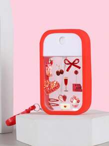 喷雾瓶，1个夏季保湿水化妆品瓶，樱桃和草莓印花图案香水喷雾瓶，带钩和防摔硅胶保护套，可以作为生日礼物、节日礼物送给家人或朋友，适合旅行便携50ml