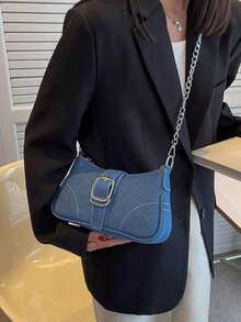 Túi đeo vai có chi tiết khóa trang trí, đường may tinh tế, dây đeo dạng xích, túi đeo vai nữ có khóa trang trí, túi hobo thời trang đường phố, bộ túi đeo chéo và ví cỡ nhỏ/trung bình, thích hợp cho mua sắm, hẹn hò, dành cho phái nữ. - Nhiều màu - Xem 3