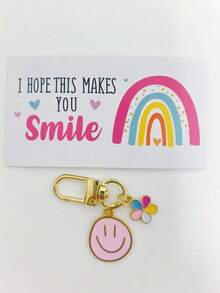 7 piezas Llaveros con caras sonrientes felices - Colgantes de llavero de metal con dibujos animados coloridos y tarjetas, estructura de metal duradera para carteras y bolsos, recuerdos de fiesta, regalos de Acción de Gracias y regreso a la escuela, llaveros para el aula, set multicolor de accesorios para automóviles, gótico lindo y Y2K