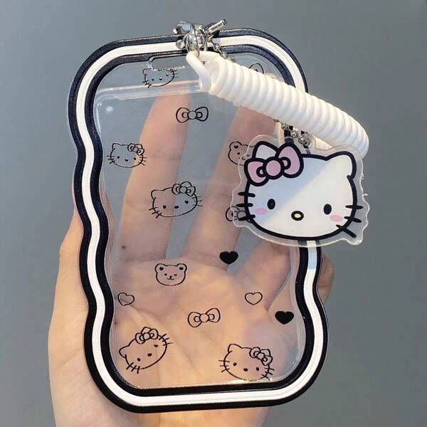 Sanrio Funda protectora con diseño de gato KT para tarjeta de comida, tarjeta universitaria, tarjeta de autobús/metro, tarjeta de identificación, para útiles escolares, vuelta al cole