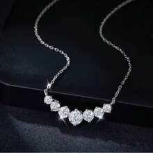 925 Sterling Silver Women's Necklace With 1.7ct Moissanite Pendant | All-Moissanite Smile Design | Elegant Dating & Party Jewelry | Perfect Gift For Birthday, Anniversary, Valentine's Day, Halloween, Thanksgiving, Christmas - For Lovers, Family & Friends - 1.7CT - View 6
