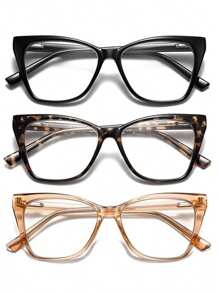 Oversized Reading Glasses Women Cat Eye Style Blue Light Computer Reader Designer Fashion Spring Hinge Eyewear PT2005 - 透明 - 查看 7