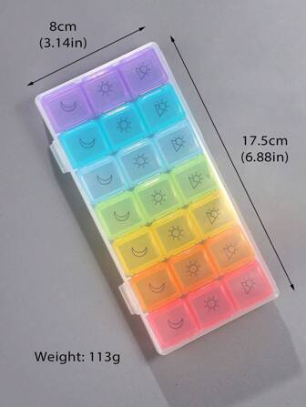 1pc Portable Pill Box With 21 Compartments And Cover, Convenient For Storing Medications, Practical And Stylish For Daily Use And Travel