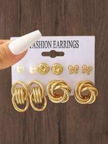 22/12/10pcs Vintage Punk Style Women Earrings Set, Exaggerated Geometric Stud Earrings And Dangle Earrings, Versatile For Daily Wear Or Gift, Charming Jewelry