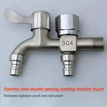 Double Head Faucet Double Outlet Faucet Outdoor Use Home Use Elegant Style Long Service Life Splash-Proof Filter