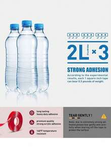 Heavy Duty Double Sided Tape - Clear Acrylic Adhesive For Carpet Fix, Home Office Wall, DIY Crafts, Posters, LED Lights