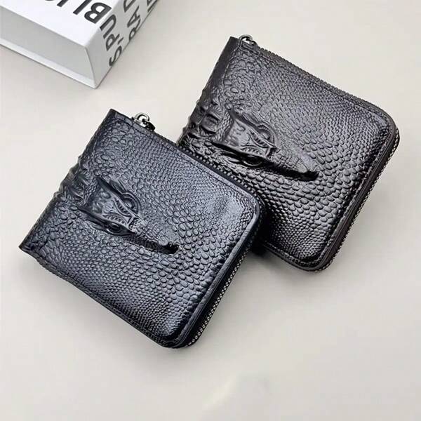 Wallet da uomo con chiusura lampo, grande capacità, porta carte, in pelle PU, multiposizione, organizer a coin, alta qualità, texture accattivante, chiaro, fattoriale, regalo per le vacanze per ragazzi