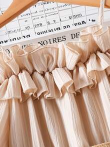 Girls Beaded Ruffle Off-Shoulder Casual Dress, Spring/Autumn