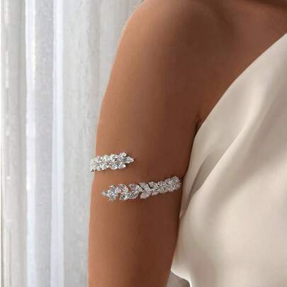 1pc Zirconia Openable Arm Cuff, Fashion Accessory For Women