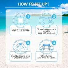 Outdoor Camping Tent, Automatic Portable Folding Tent, Easy To Build, Carry Convenience, With Storage Bag, Single Person Camping Tent Beach Hut, Foldable Beach Tent With 4 Bags Of Sand, Sand Shovel, Ground Nail And Stabilizer Bar, Additional Wind Rope, Easy To Set Up Beach Tent, UPF50+Protection, Suitable For Fishing, Family Travel,