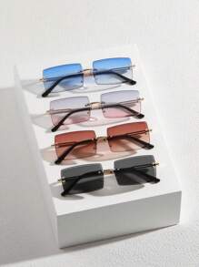 1 Pair, 2 Pairs, 3 Pairs, 5 Pairs, 10 Pairs Unisex Rectangular Classic Frameless Luxury Fashion Glasses, Suitable For Daily Life, Outdoor Travel Accessories, Daily Photography, Outdoor Travel Accessories, Also Have Windproof And Sand Protection Function, All Season