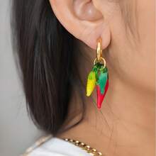 1对手工时尚夏季水果蔬菜设计玻璃耳环，灵感来自博主风格，欧美时尚珠宝
